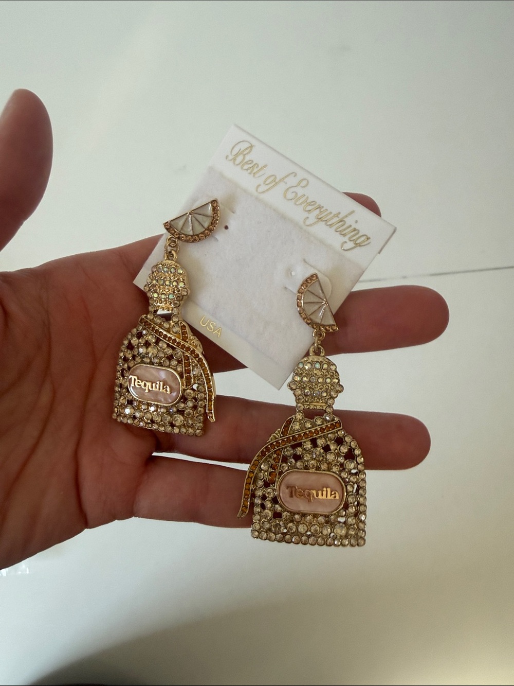 Gold Tequila Bottle Drop Earrings